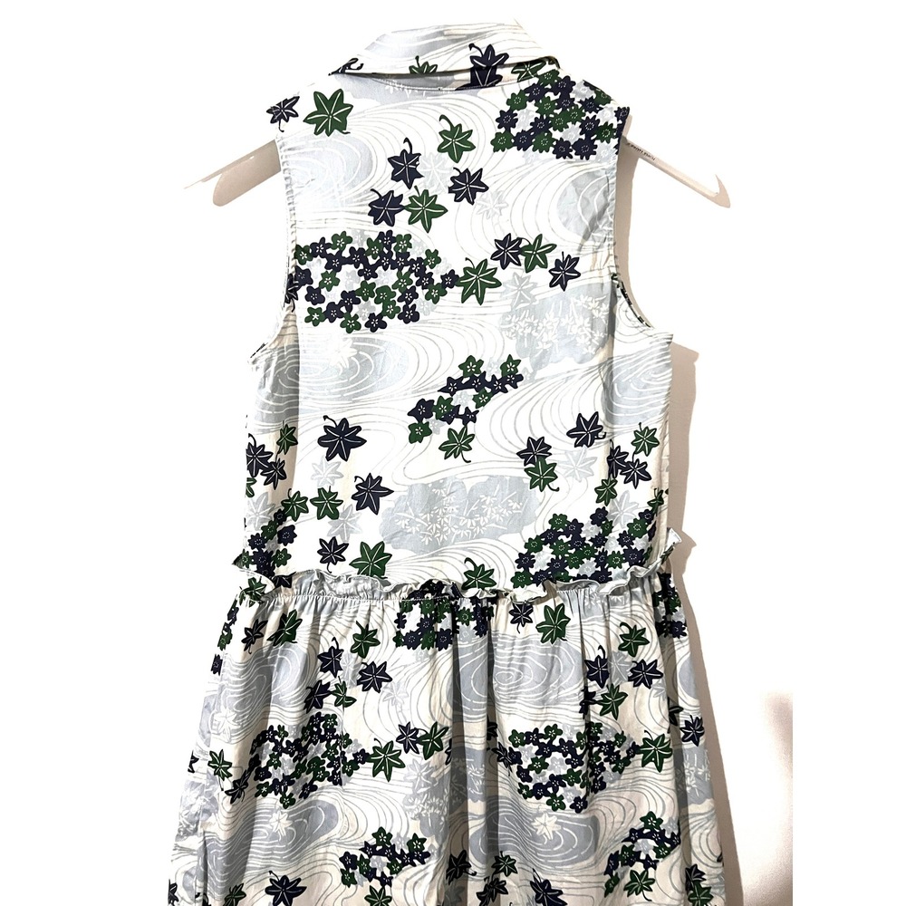 TUCKERNUCK Provence Breeze Sleeveless Royal Floral Leaf Button Shirt Dress XS - Picture 5 of 9